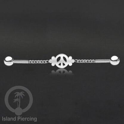 Anting Industrial Piercing Stainless rantai warna silver dengan 6 pilihan desain