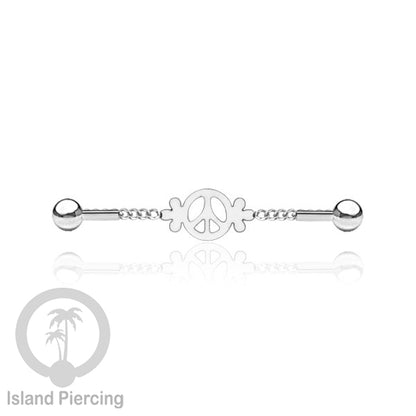 Anting Industrial Piercing Stainless rantai warna silver dengan 6 pilihan desain