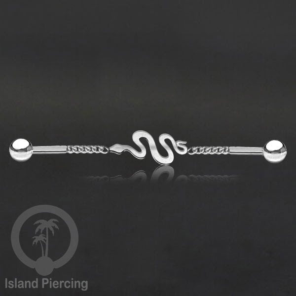 Anting Industrial Piercing Stainless rantai warna silver dengan 6 pilihan desain