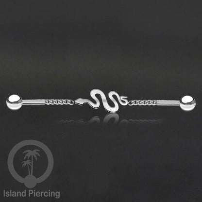 Anting Industrial Piercing Stainless rantai warna silver dengan 6 pilihan desain