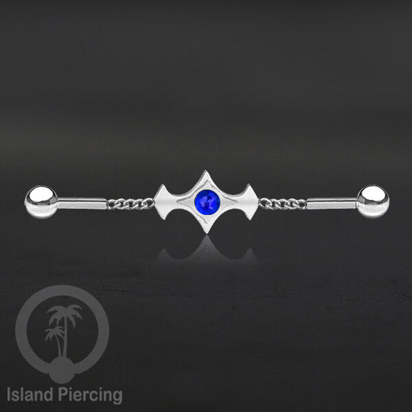 Anting Industrial Piercing Stainless rantai warna silver desain industrial dengan warna epoxy