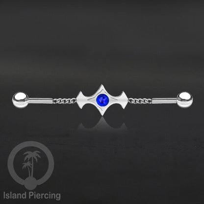 Anting Industrial Piercing Stainless rantai warna silver desain industrial dengan warna epoxy