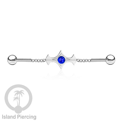 Anting Industrial Piercing Stainless rantai warna silver desain industrial dengan warna epoxy