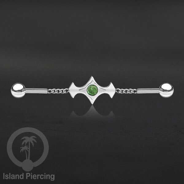 Anting Industrial Piercing Stainless rantai warna silver desain industrial dengan warna epoxy
