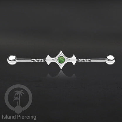 Anting Industrial Piercing Stainless rantai warna silver desain industrial dengan warna epoxy