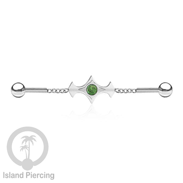 Anting Industrial Piercing Stainless rantai warna silver desain industrial dengan warna epoxy