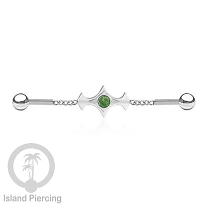 Anting Industrial Piercing Stainless rantai warna silver desain industrial dengan warna epoxy
