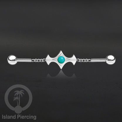 Anting Industrial Piercing Stainless rantai warna silver desain industrial dengan warna epoxy