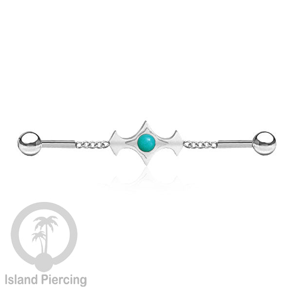 Anting Industrial Piercing Stainless rantai warna silver desain industrial dengan warna epoxy