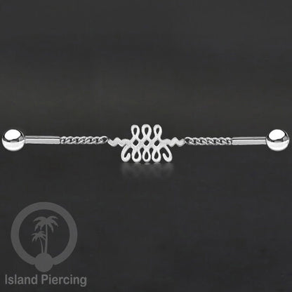 Anting Industrial Piercing Stainless rantai warna silver dengan 6 pilihan desain