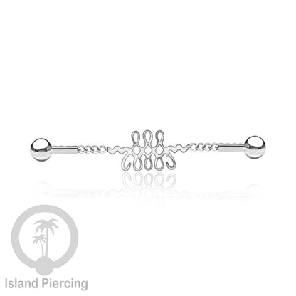 Anting Industrial Piercing Stainless rantai warna silver dengan 6 pilihan desain