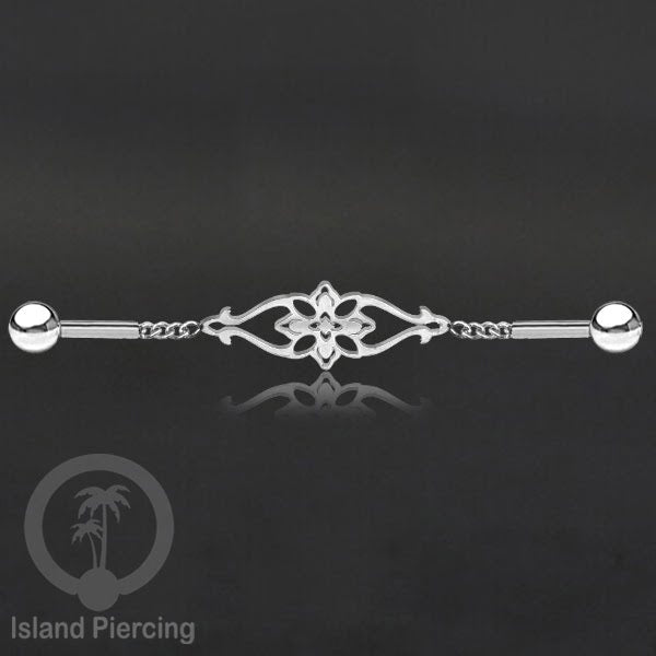 Anting Industrial Piercing Stainless rantai warna silver dengan 6 pilihan desain