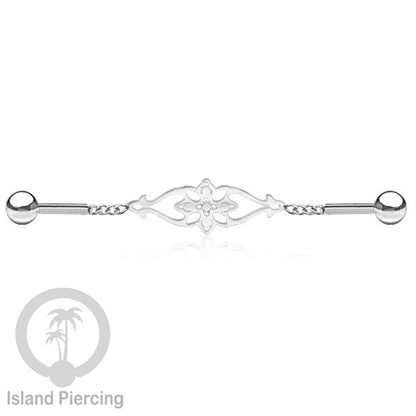 Anting Industrial Piercing Stainless rantai warna silver dengan 6 pilihan desain