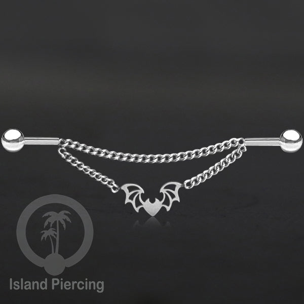 Anting Industrial Piercing Stainless Rantai warna Silver Desain yang Unik