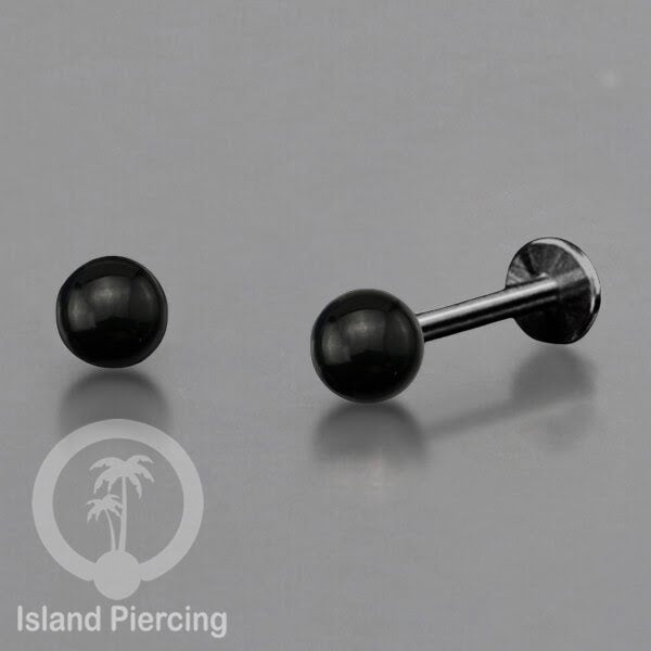 Anting Tindik Labret Bola Stainless warna PVD Hitam, Tragus, Daith &amp; Helix Piercing