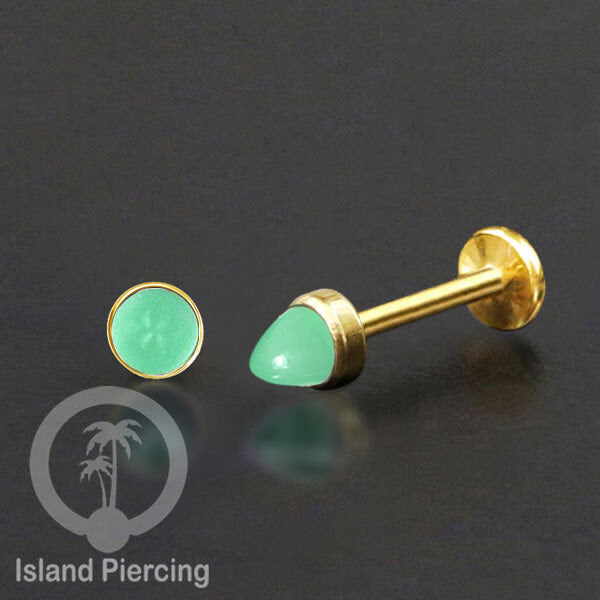 Tindik Labret Telinga Stainless warna Gold, Helix &amp; Tragus Piercing dengan monte peluru berwarna