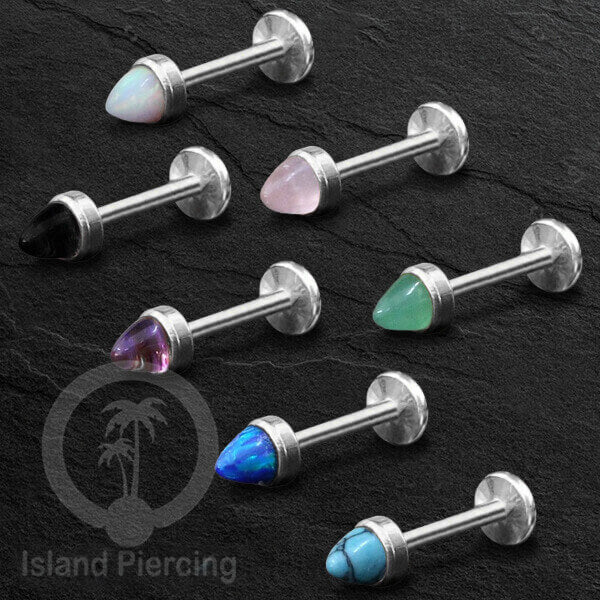 Tindik Labret Telinga Baja Stainless 316L, Helix &amp; Tragus Piercing dengan monte peluru berwarna