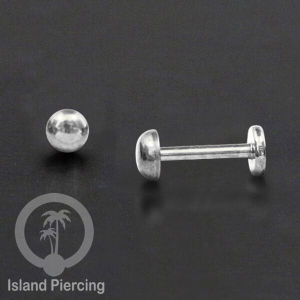 Labret piercing bandar polos PVD warna silver &amp; hitam stainless steel piercing