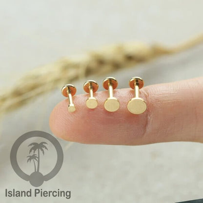 Labret piercing datar PVD warna Gold &amp; Rose gold stainless steel tragus piercing