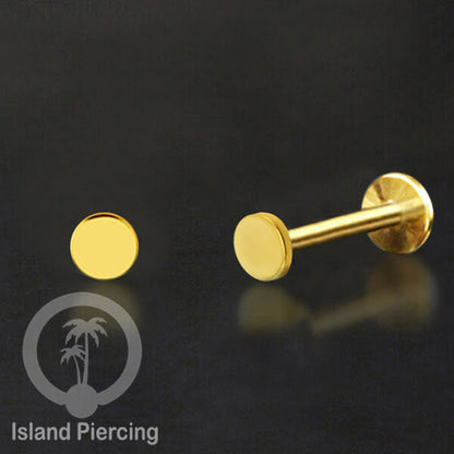 Labret piercing datar PVD warna Gold &amp; Rose gold stainless steel tragus piercing