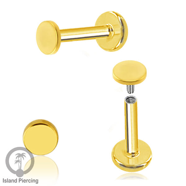 Labret piercing datar PVD warna Gold &amp; Rose gold stainless steel tragus piercing