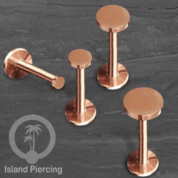 Labret piercing datar PVD warna Gold &amp; Rose gold stainless steel tragus piercing