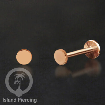 Labret piercing datar PVD warna Gold &amp; Rose gold stainless steel tragus piercing