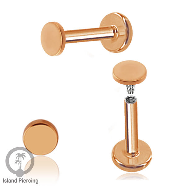 Labret piercing datar PVD warna Gold &amp; Rose gold stainless steel tragus piercing