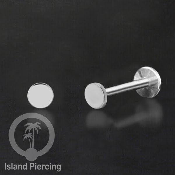 Labret piercing bulat polos PVD warna silver &amp; hitam stainless steel piercing