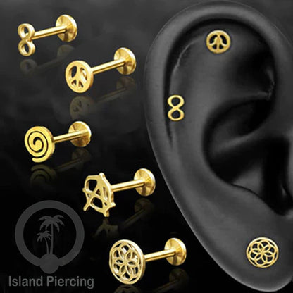 Labret Jewelry Tindik Piercing Stainless untuk anting Helix, Tragus dan Tindik bibir warna gold