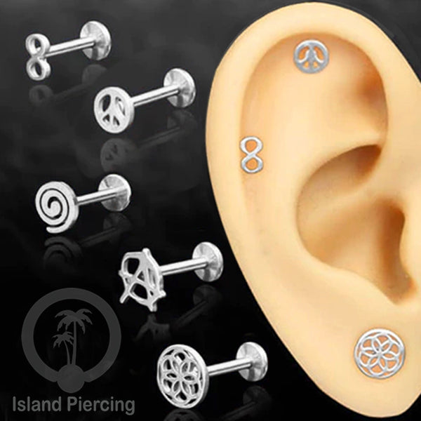 Labret Jewelry Tindik Piercing Stainless untuk anting Helix, Tragus dan Tindik bibir warna silver