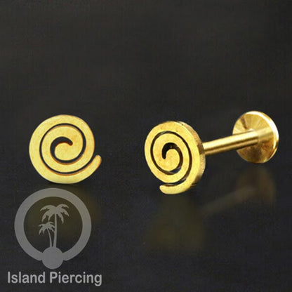 Labret Jewelry Tindik Piercing Stainless untuk anting Helix, Tragus dan Tindik bibir warna gold