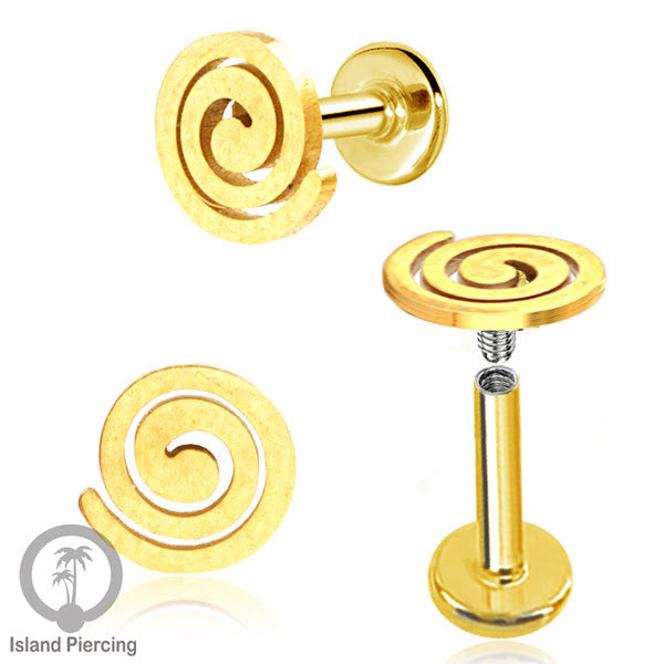 Labret Jewelry Tindik Piercing Stainless untuk anting Helix, Tragus dan Tindik bibir warna gold