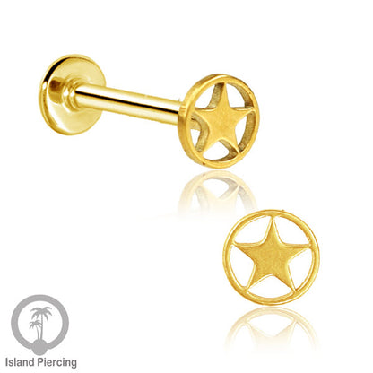Labret Jewelry Tindik Piercing Stainless untuk anting Helix, Tragus dan Tindik bibir warna gold