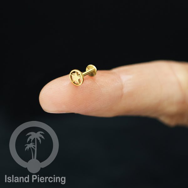 Labret Jewelry Tindik Piercing Stainless untuk anting Helix, Tragus dan Tindik bibir warna gold