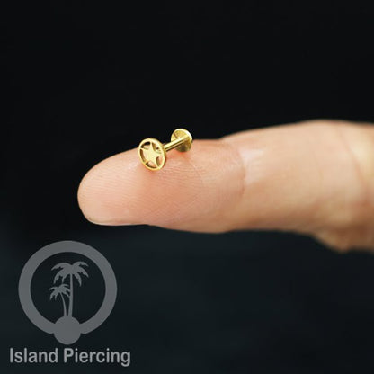 Labret Jewelry Tindik Piercing Stainless untuk anting Helix, Tragus dan Tindik bibir warna gold