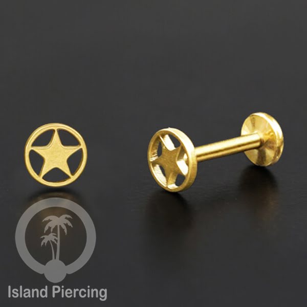 Labret Jewelry Tindik Piercing Stainless untuk anting Helix, Tragus dan Tindik bibir warna gold