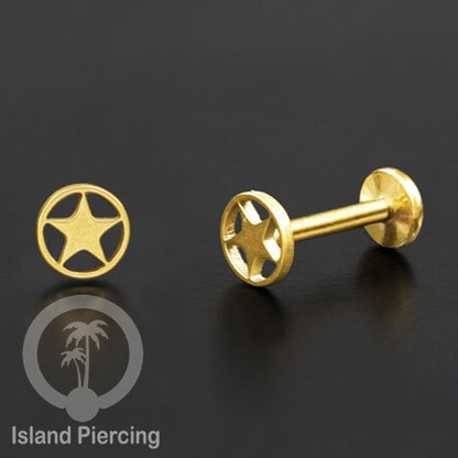 Labret Jewelry Tindik Piercing Stainless untuk anting Helix, Tragus dan Tindik bibir warna gold