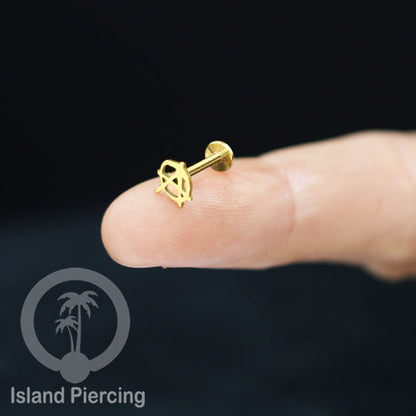 Labret Jewelry Tindik Piercing Stainless untuk anting Helix, Tragus dan Tindik bibir warna gold