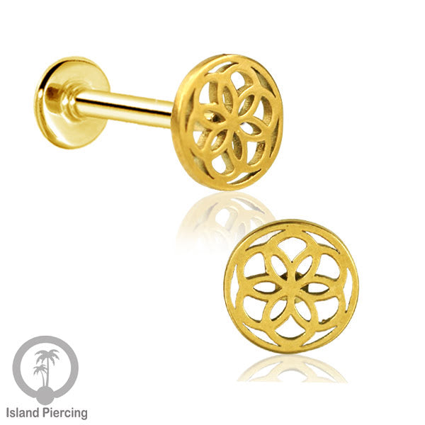 Labret Jewelry Tindik Piercing Stainless untuk anting Helix, Tragus dan Tindik bibir warna gold