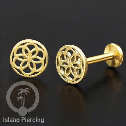 Labret Jewelry Tindik Piercing Stainless untuk anting Helix, Tragus dan Tindik bibir warna gold