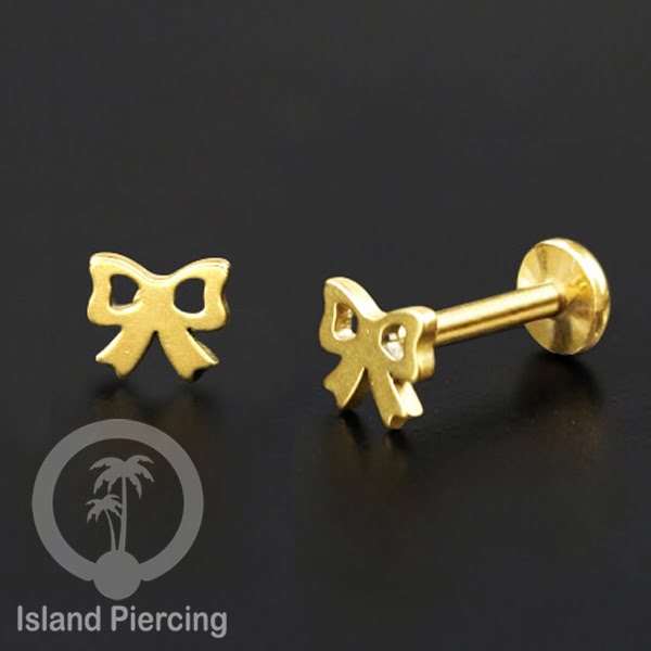 Labret Body Jewelry Tindik Piercing Stainless Helix, Tragus dan Lip warna gold