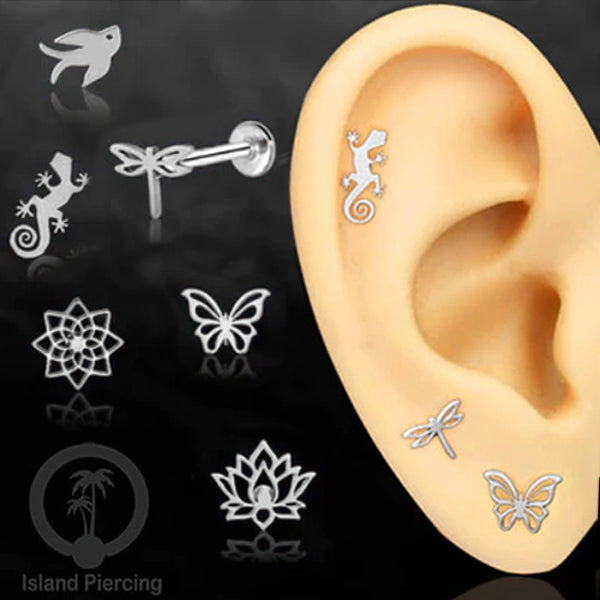 Labret Body Jewelry Tindik Piercing Stainless Helix, Tragus dan Lip warna silver