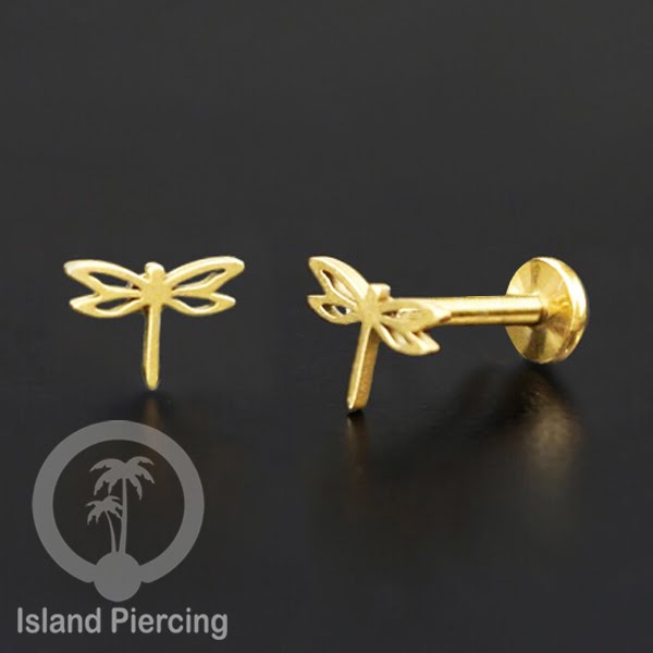 Labret Body Jewelry Tindik Piercing Stainless Helix, Tragus dan Lip warna gold