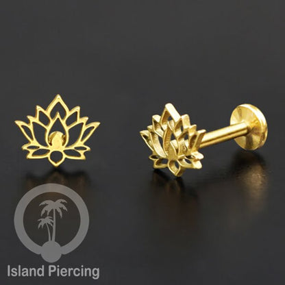 Labret Body Jewelry Tindik Piercing Stainless Helix, Tragus dan Lip warna gold