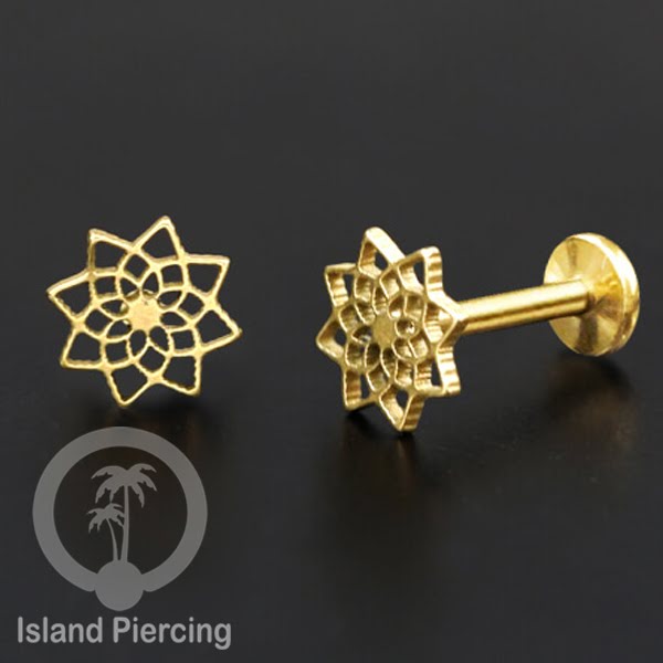Labret Body Jewelry Tindik Piercing Stainless Helix, Tragus dan Lip warna gold