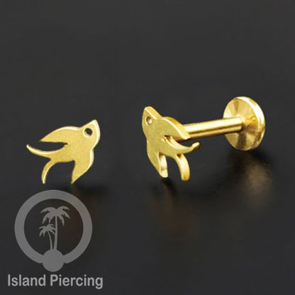 Labret Body Jewelry Tindik Piercing Stainless Helix, Tragus dan Lip warna gold