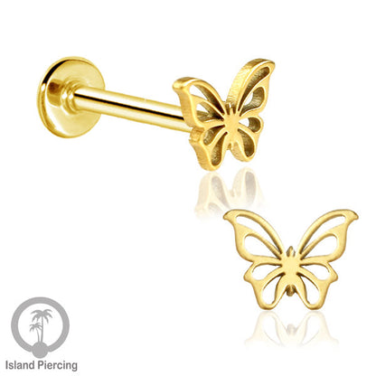 Labret Body Jewelry Tindik Piercing Stainless Helix, Tragus dan Lip warna gold