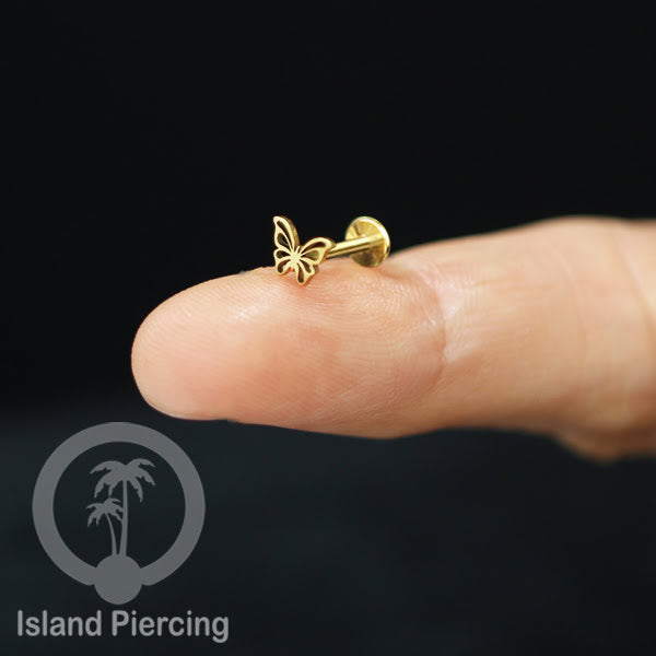 Labret Body Jewelry Tindik Piercing Stainless Helix, Tragus dan Lip warna gold