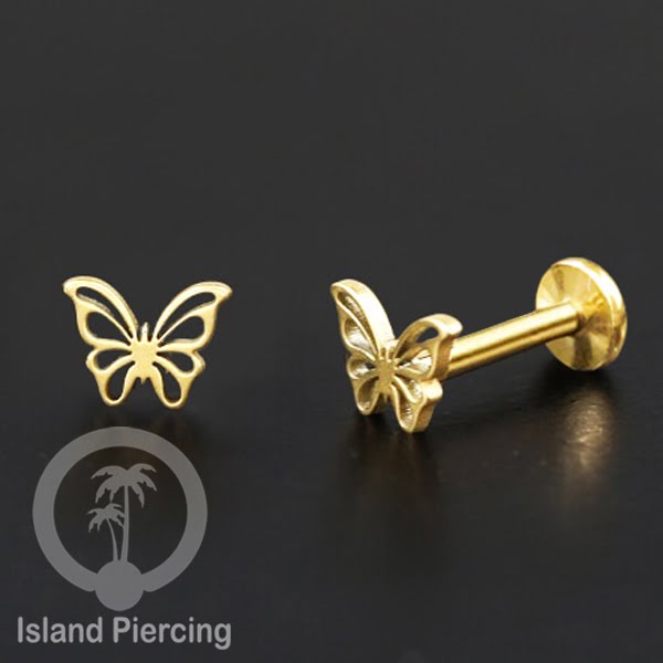 Labret Body Jewelry Tindik Piercing Stainless Helix, Tragus dan Lip warna gold